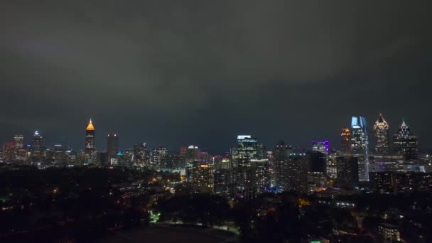 Night Urban Landscape Downtown District Atlanta City Georgia Usa Skyline — Vídeo de Stock