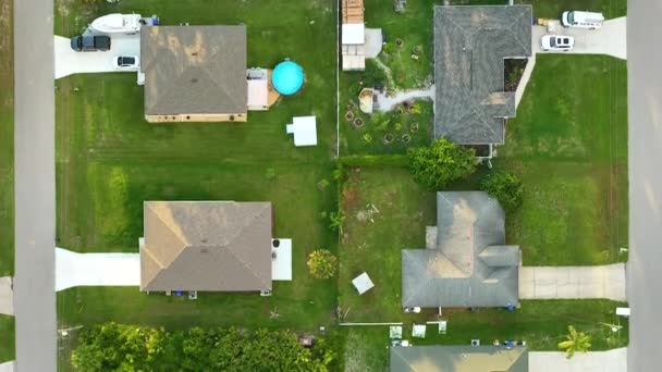 Aerial Landscape View Suburban Private Houses Green Palm Trees Florida — Vídeo de Stock