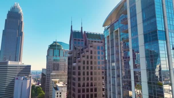 Aerial View Downtown District Charlotte City North Carolina Usa Glass — 비디오