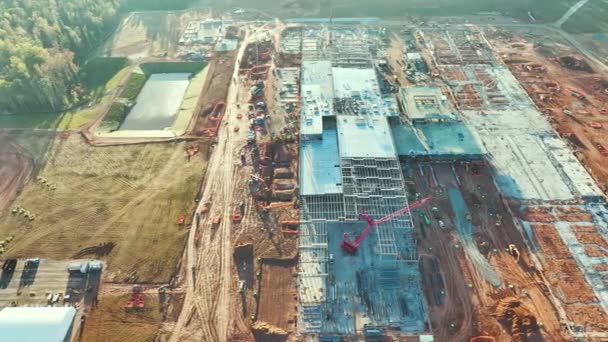 Construction Site New Large Factory Complex Development Assembly Future Commercial — Vídeos de Stock