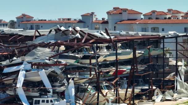 Ian Hurrikán Elpusztította Floridai Parti Hajóállomást Természeti Katasztrófa Következményei — Stock videók