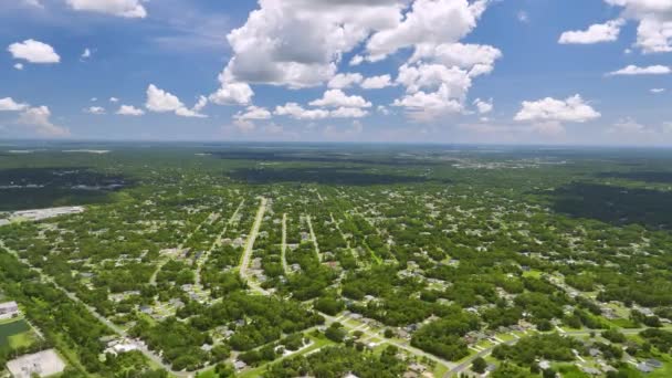 Повітряний Вид Маленьке Містечко Америка Приміський Ландшафт Приватними Будинками Між — стокове відео