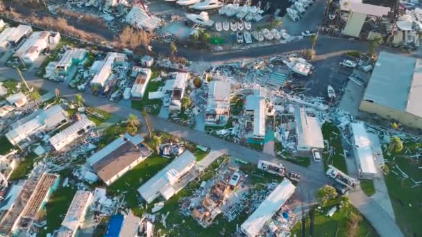 Détruit Par Ouragan Ian Maisons Banlieue Floride Zone Résidentielle Mobile — Video