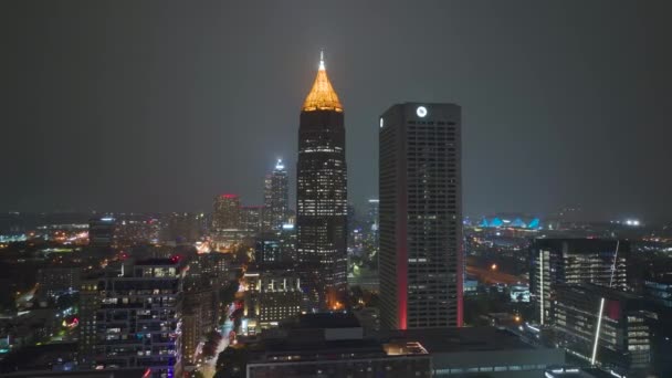 Night Urban Landscape Downtown District Atlanta City Georgia Usa Skyline — ストック動画