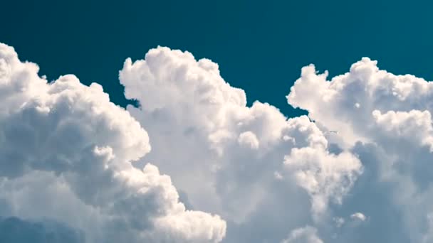 Fehér Gömbölyű Felhők Időrendje Formálódik Nyári Kék Égen Mozgó Változó — Stock videók