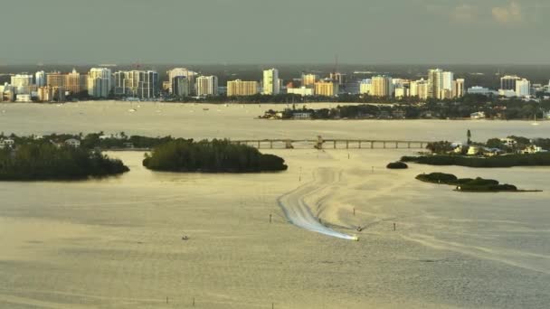Pemandangan Udara Kota Sarasota Amerika Florida Amerika Serikat Saat Senja — Stok Video
