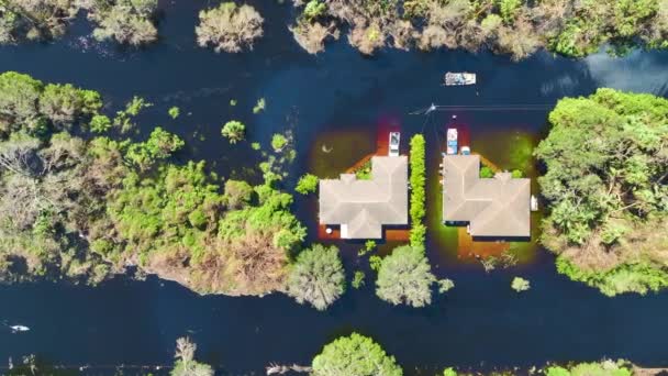 Casas Residenciais Inundadas Pelo Furacão Ian Chuva Área Residencial Flórida — Vídeo de Stock