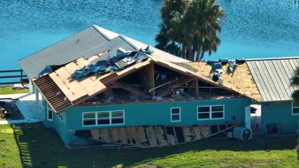 허리케인 플로리다 지역의 주택을 파괴했습니다 자연재해와 — 비디오