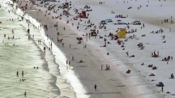 Vista Dall Alto Della Spiaggia Siesta Key Con Sabbia Bianca — Video Stock