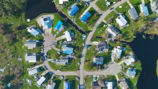Dihancurkan Oleh Badai Rumah Rumah Pinggiran Ian Florida Mobile Rumah — Stok Video