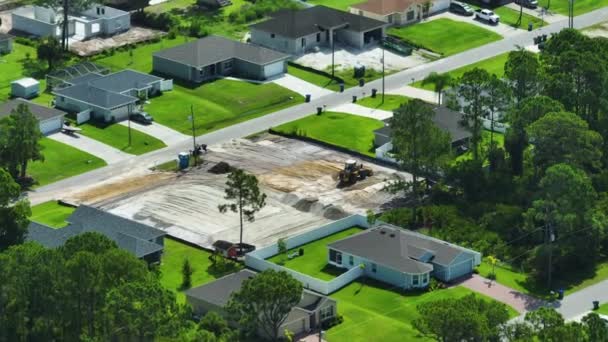 Tierra Tractor Móvil Lugar Preparación Para Futura Construcción Cimientos Casa — Vídeo de stock