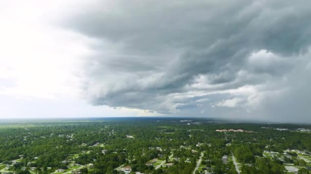 Landscape Dark Ominous Clouds Forming Stormy Sky Heavy Thunderstorm Rural — Stock videók