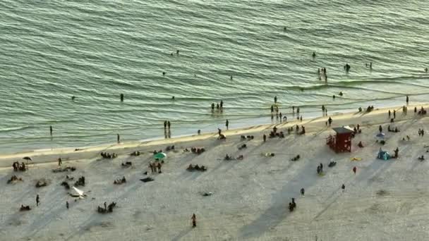 High Angle View Crowded Siesta Key Beach Sarasota Usa Many — Video