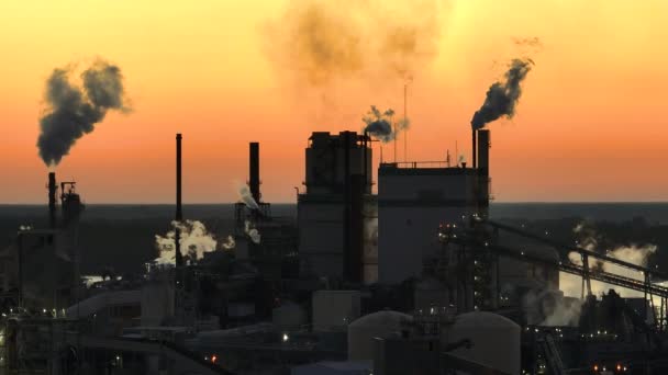 Ahşap Işleme Fabrikasının Hava Görüntüsü Fabrika Üretim Alanındaki Atmosferi Kirleten — Stok video