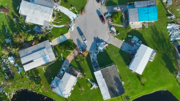Casas Móveis Muito Danificadas Após Furacão Ian Área Residencial Flórida — Vídeo de Stock