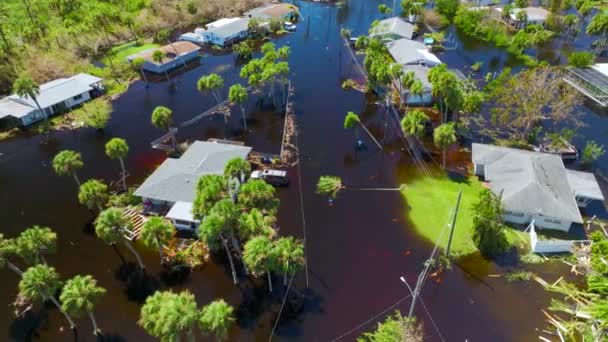 Umgeben Vom Hurrikan Ian Überschwemmen Regenfälle Häuser Einem Wohngebiet Florida — Stockvideo