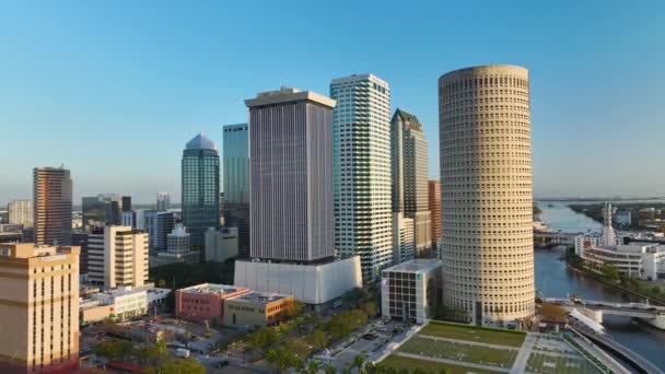 Utsikt Från Ovan Över Moderna Skyskrapor Byggnader Centrum Tampa Stad — Stockvideo