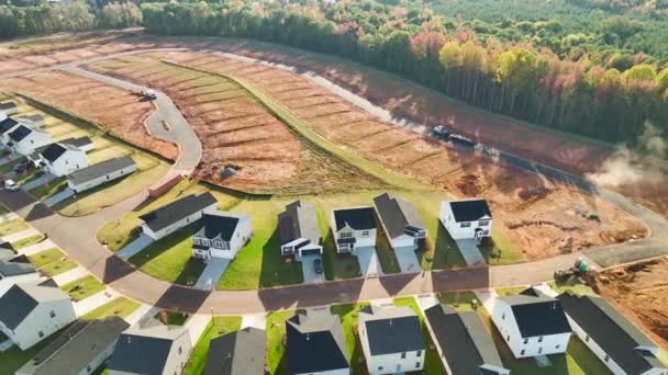 Flygfoto Över Byggarbetsplatsen Med Nya Tätt Packade Hem South Carolina — Stockvideo