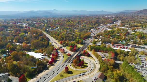 American Freeway Intersection Asheville North Carolina Fast Driving Cars Trucks — Stok video