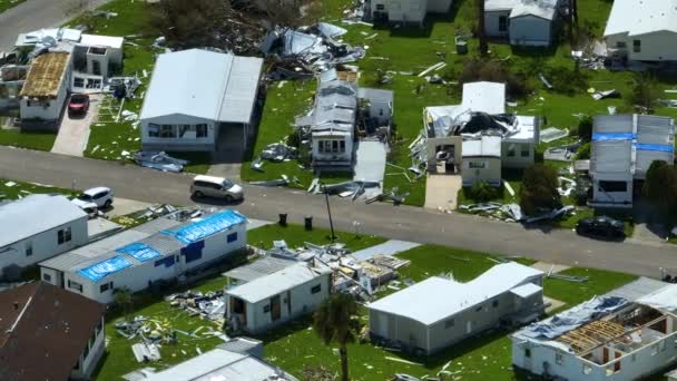Förstörd Orkanen Ian Förorts Hus Florida Husbil Bostadsområde Konsekvenser Naturkatastrofer — Stockvideo