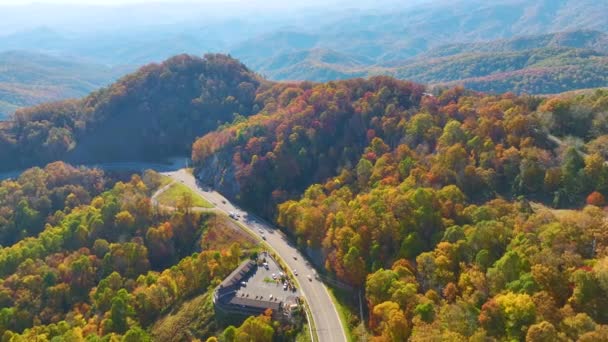 View National Freeway Route North Carolina Leading Thru Appalachian Mountains — Vídeo de Stock