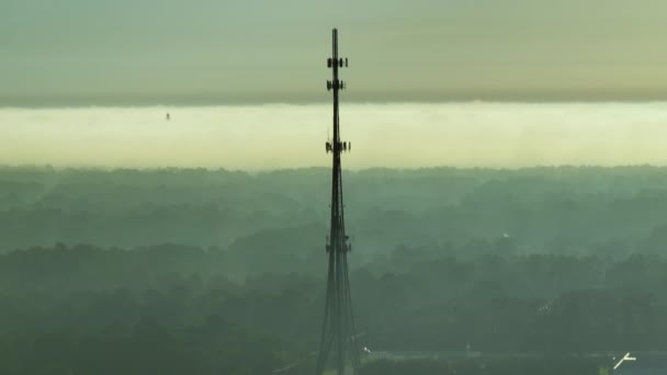 Tall Telecommunication Radio Cell Tower Wireless Communication Antennas Network Signal — Stock Video