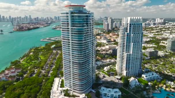 Uitzicht Van Boven Van Amerikaanse Zuidelijke Architectuur Van Miami Beach — Stockvideo