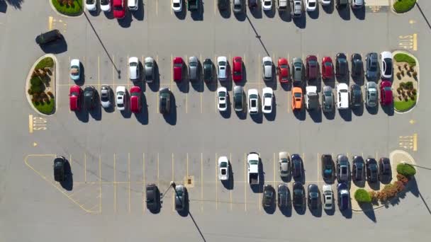 View Many Parked Cars Parking Lot Lines Markings Parking Places — Video