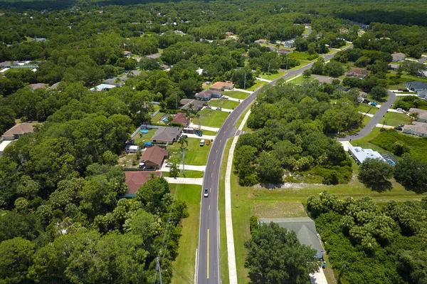 Aerial View American Small Town Florida Private Homes Green Palm — Stockfoto