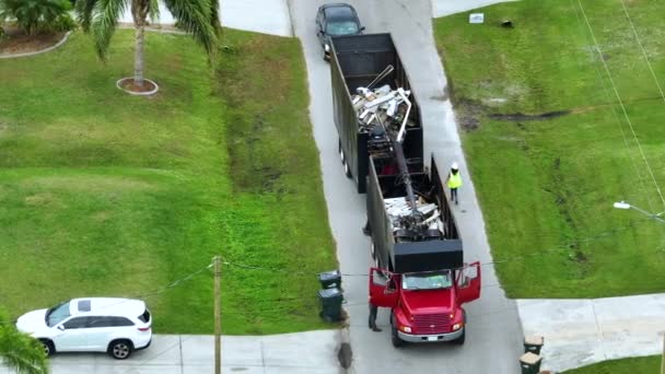 Aerial View Hurricane Ian Special Aftermath Recovery Dump Truck Szedés — Stock videók