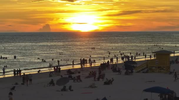 Letecký Pohled Pláž Siesta Key Sarasotě Usa Mnoho Lidí Užívá — Stock video