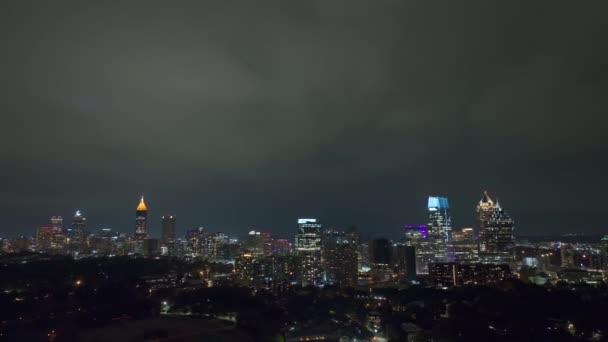 Night Urban Landscape Downtown District Atlanta City Georgia Usa Skyline — Stock Video