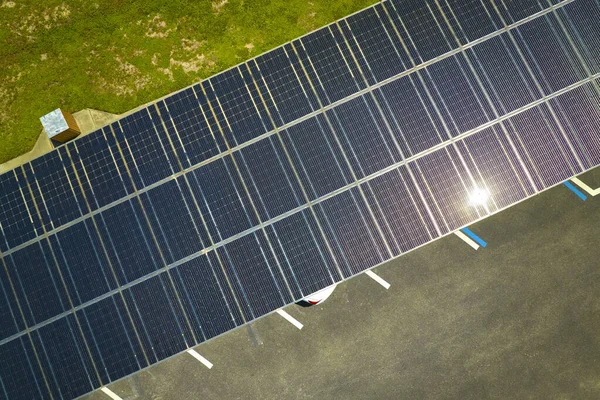 Solar Panels Installed Parking Lot Parked Cars Effective Generation Clean — Zdjęcie stockowe