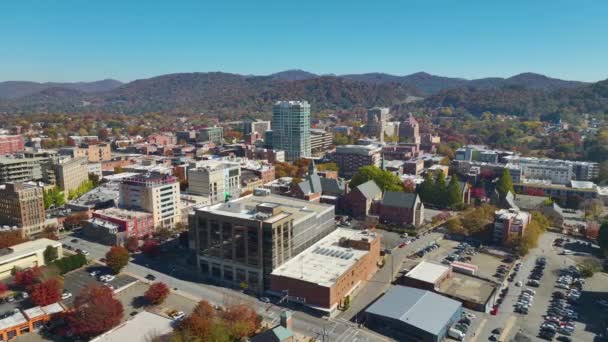 Aerial View Asheville City Downtown North Carolina High Buildings Mountain — Stock Video