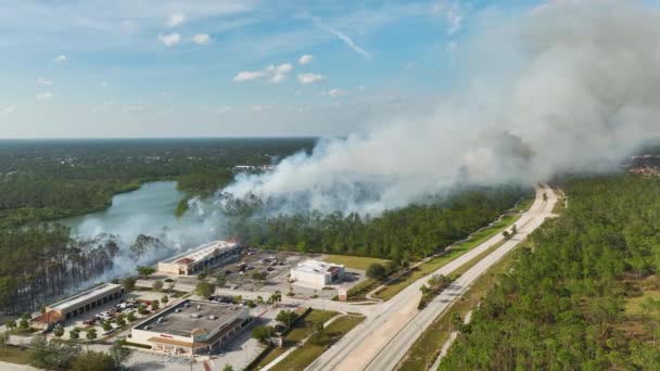 Letecký Pohled Silný Požár Severním Port City Floridě Přírodní Katastrofa — Stock video
