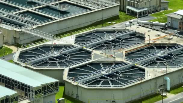 Αεροφωτογραφία Του Εργοστασίου Επεξεργασίας Νερού Στις Εγκαταστάσεις Καθαρισμού Αστικών Λυμάτων — Αρχείο Βίντεο
