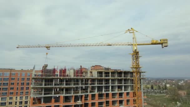 Tower Cranes Frame Structure High Residential Apartment Buildings Construction Site — Vídeos de Stock