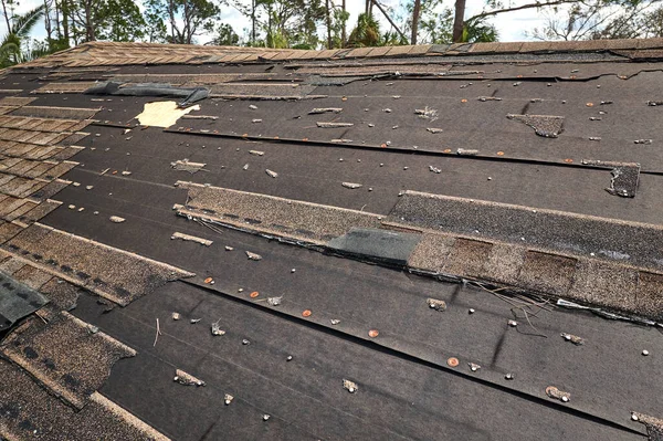 Κατεστραμμένη Στέγη Σπιτιού Χαμένο Έρπητα Ζωστήρα Μετά Τον Τυφώνα Ίαν — Φωτογραφία Αρχείου
