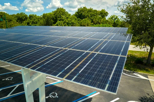 Solar Panels Installed Parking Lot Parked Cars Effective Generation Clean — Stock Fotó