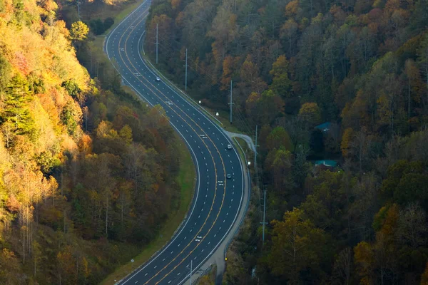 Вид Сверху Трассу Национальной Автомагистрали Северной Каролине Ведущий Через Аппалачи — стоковое фото