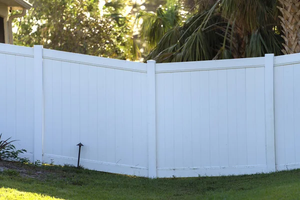 White Plastic Fence Back Yard Protection Privacy — Photo