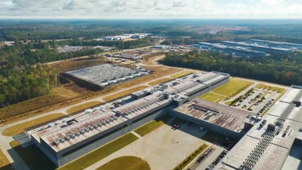 Vista Aérea Novo Grande Complexo Fabril Para Produção Transporte Equipamentos — Vídeo de Stock