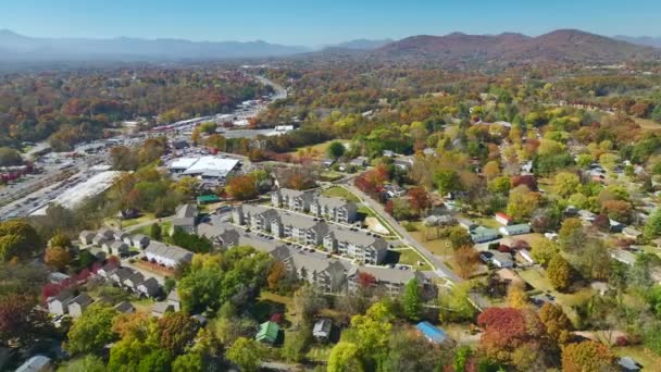 Vista Aerea Appartamenti Residenziali Nella Città Asheville Carolina Del Nord — Video Stock