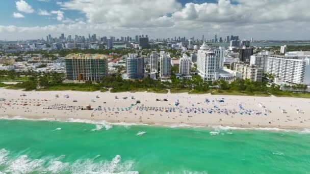 Miami Beach City Con Hoteles Condominios Lujo Frente Playa Vista — Vídeos de Stock