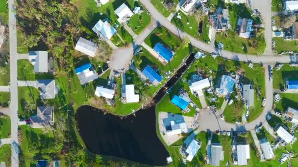 Casas Gravemente Danificadas Após Furacão Ian Área Residencial Móvel Flórida — Vídeo de Stock