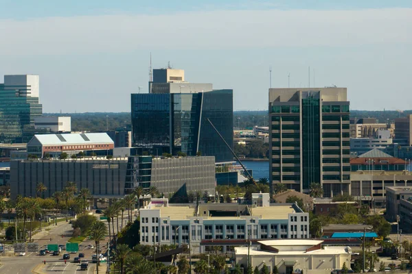 Luftaufnahme Der Stadt Jacksonville Mit Hohen Bürogebäuden Blick Von Oben — Stockfoto