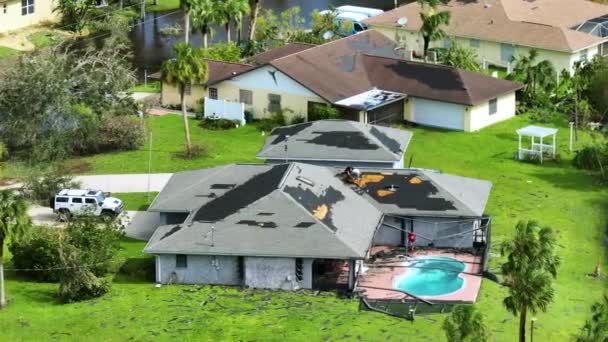 Uragano Ian Distrutto Casa Nella Zona Residenziale Della Florida Disastri — Video Stock