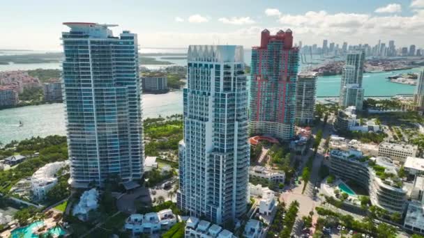 Yüksek Lüks Otelleri Apartmanları Olan Miami Beach City Güney Florida — Stok video