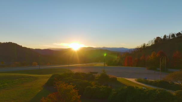 Top View Beech Glenn Parking Rest Area Appalachian Mountains Busy — Vídeo de stock