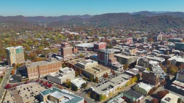 Luchtfoto Van Asheville Stad Centrum North Carolina Met Hoge Gebouwen — Stockvideo